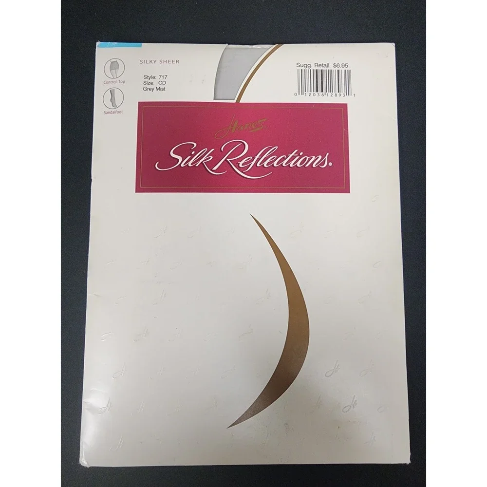 Vtg Hanes Silk Reflections Silky Sheer ‎ Style 717 Grey Mist Size CD